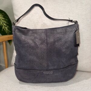 Coach Parkside Hobo Gray Shimmery Brushed Leather Shoulder Crossbody Bag #36897E